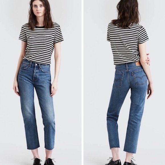 Levi's Denim - Levi's Wedgie Straight - Salsa Roll Dark Wash with Raw Hem - 27